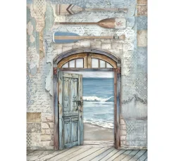 Sale Stamperia Motiv-Strohseide "Silent Sea - Tür zum Meer"