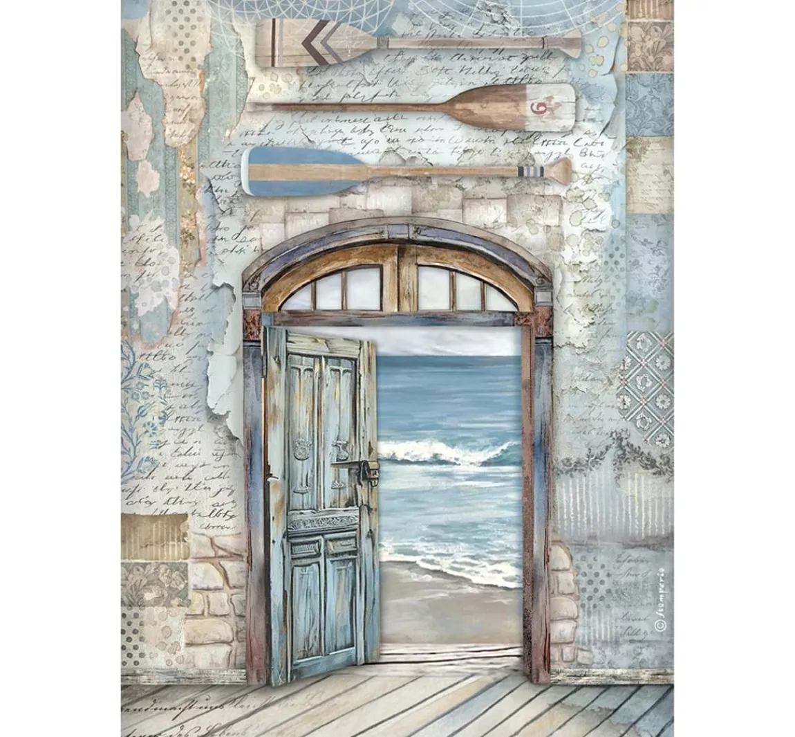 Sale Stamperia Motiv-Strohseide "Silent Sea - Tür zum Meer"