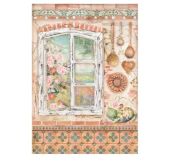 Hot Stamperia Motiv-Strohseide "Sommerhaus"