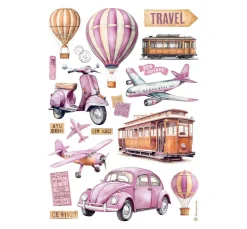 Online Stamperia Motiv-Strohseide "Travel"