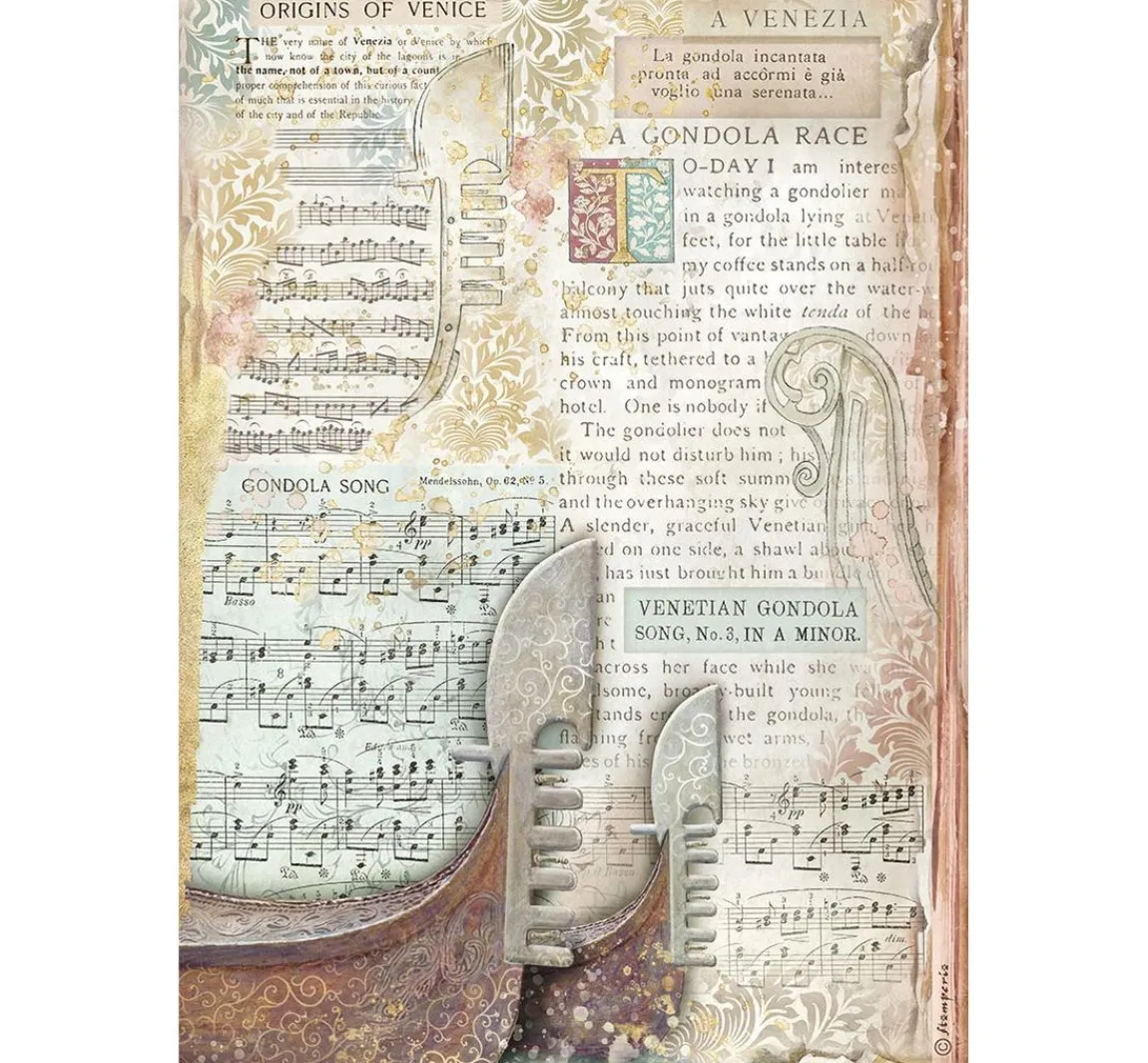 Stamperia Motiv-Strohseide "Venice City of Art - Gondola"