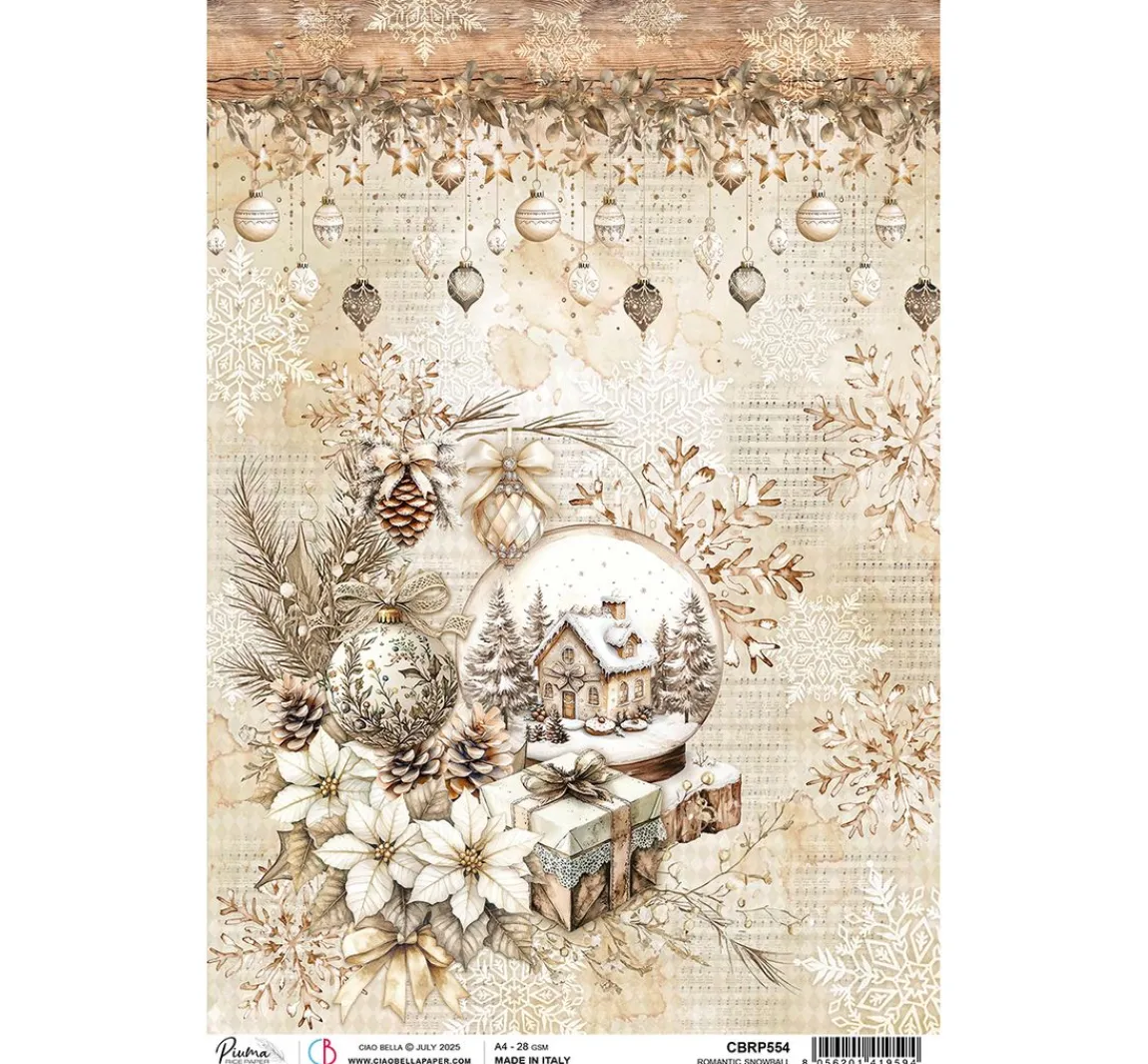 New Ciao Bella Motiv-Strohseide "Winter Season - Romantic Snowball"