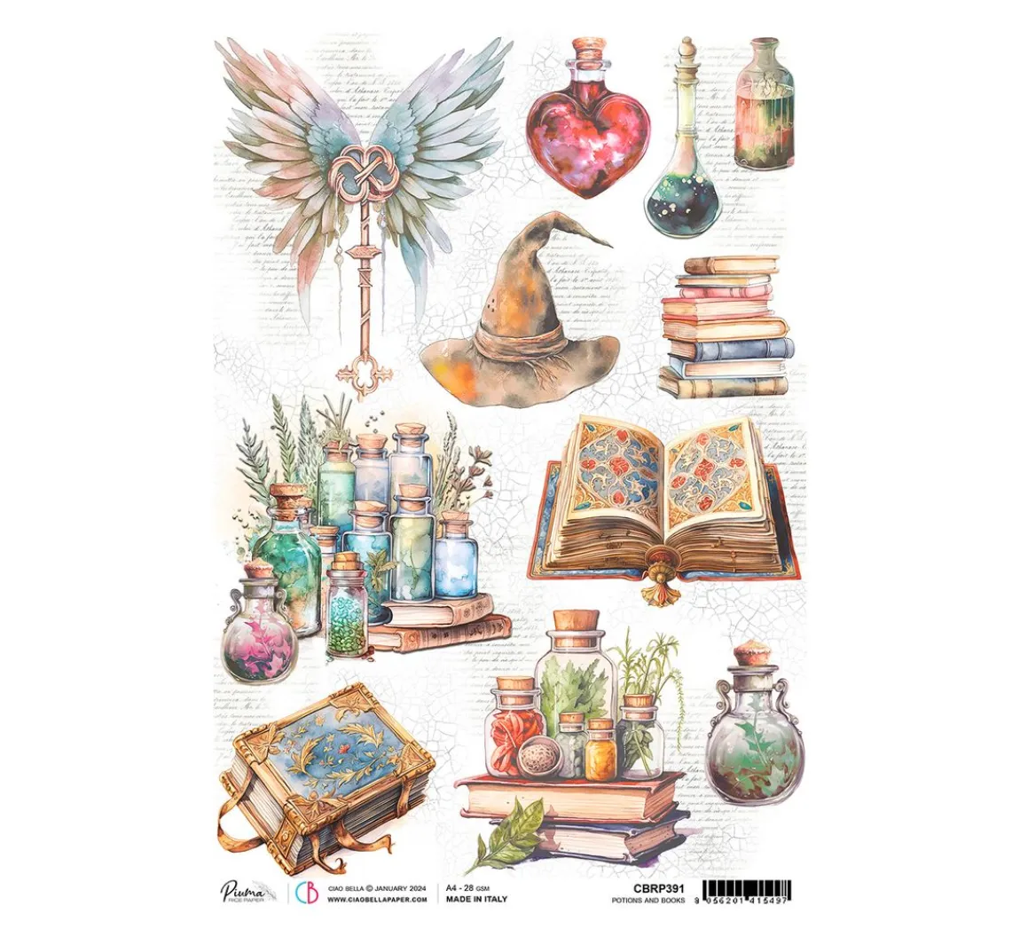 Sale Ciao Bella Motiv-Strohseide "Wizard Academy - Bücher und Zaubertrank"