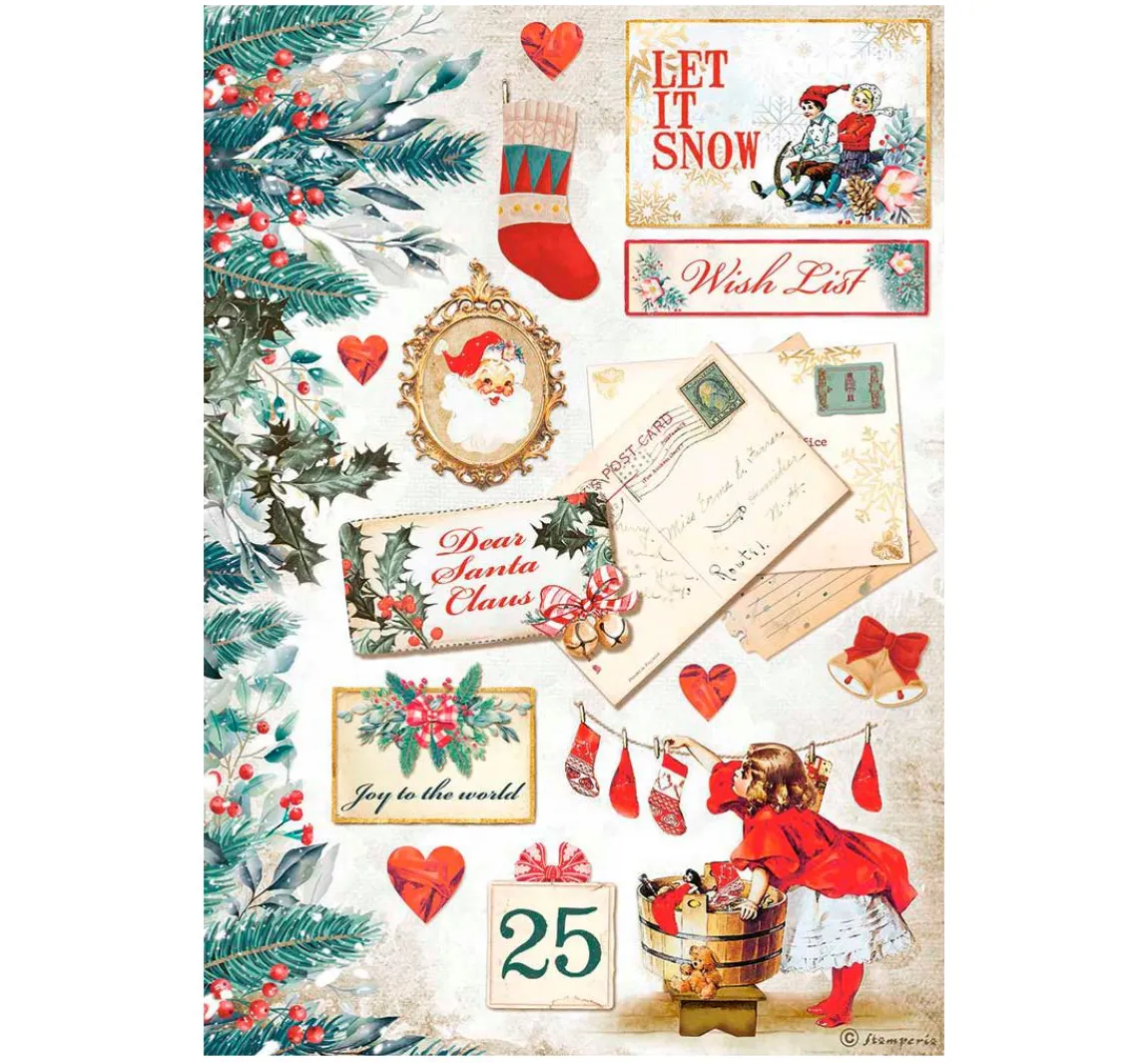 Hot Stamperia Motiv-Strohseide "Wunschzettel"