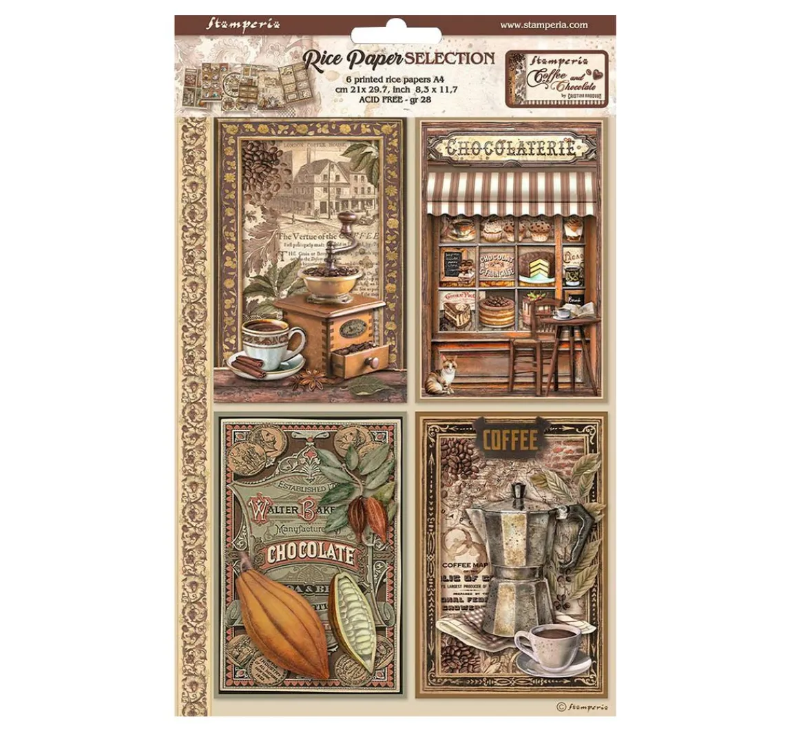 Stamperia Motiv-Strohseiden Sortiment "Coffee and Chocolate"