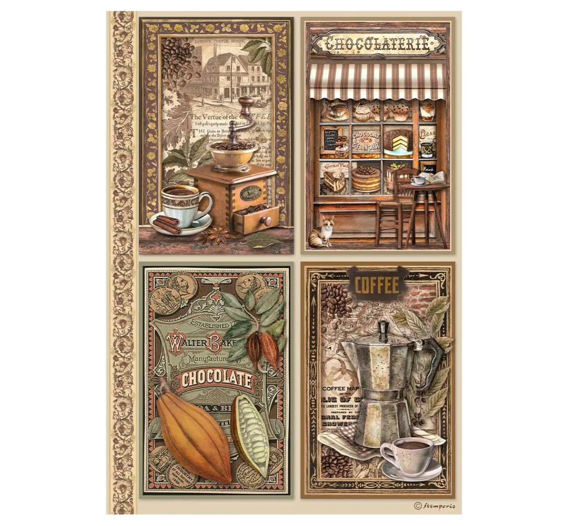 Stamperia Motiv-Strohseiden Sortiment "Coffee and Chocolate"