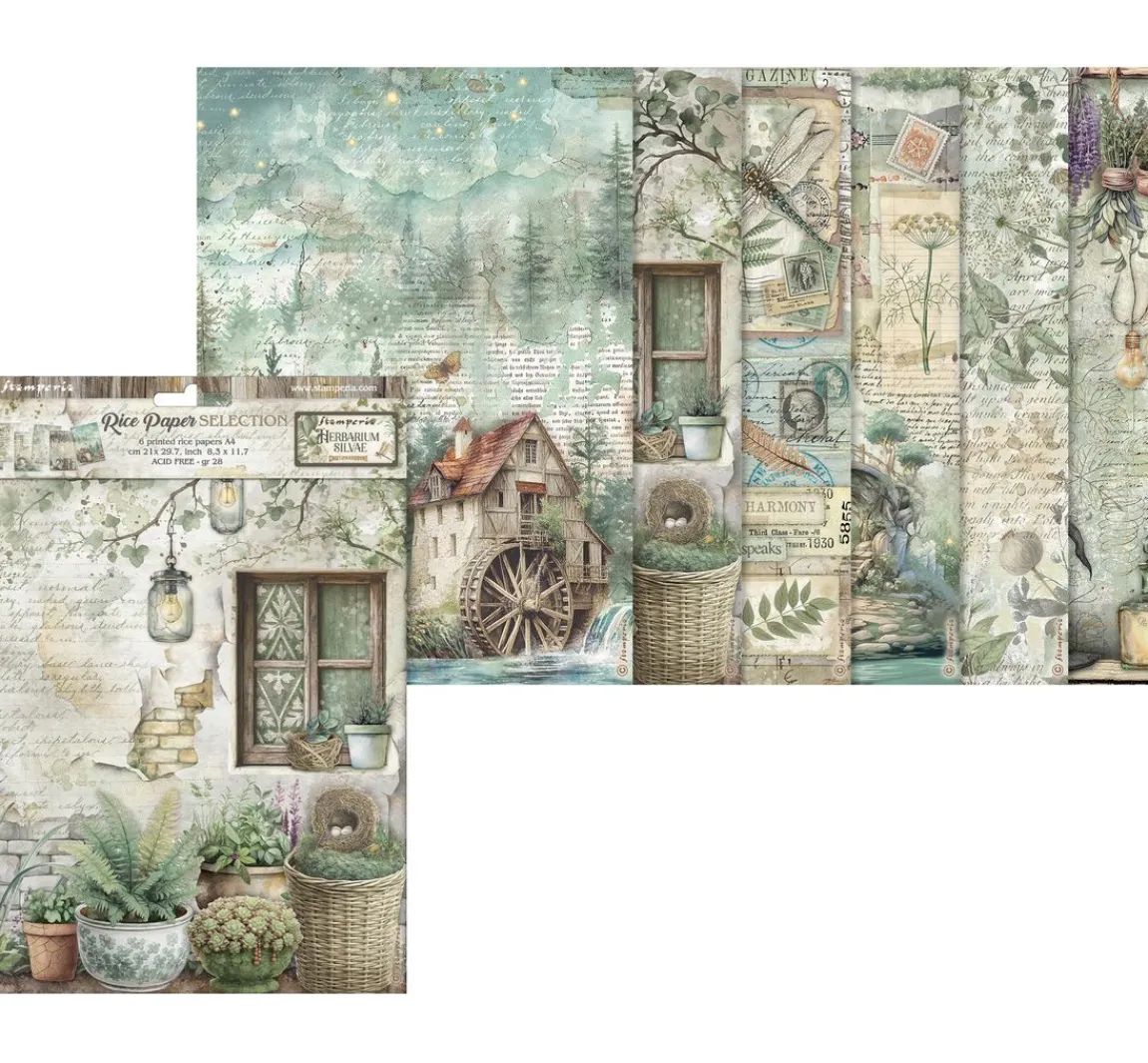 Sale Stamperia Motiv-Strohseiden Sortiment "Herbarium Silvae", 6er-Set