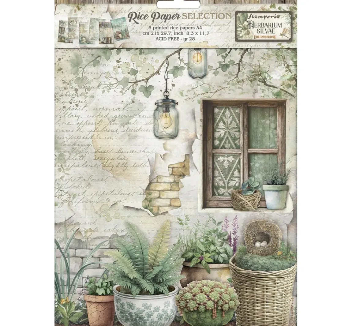 Sale Stamperia Motiv-Strohseiden Sortiment "Herbarium Silvae", 6er-Set