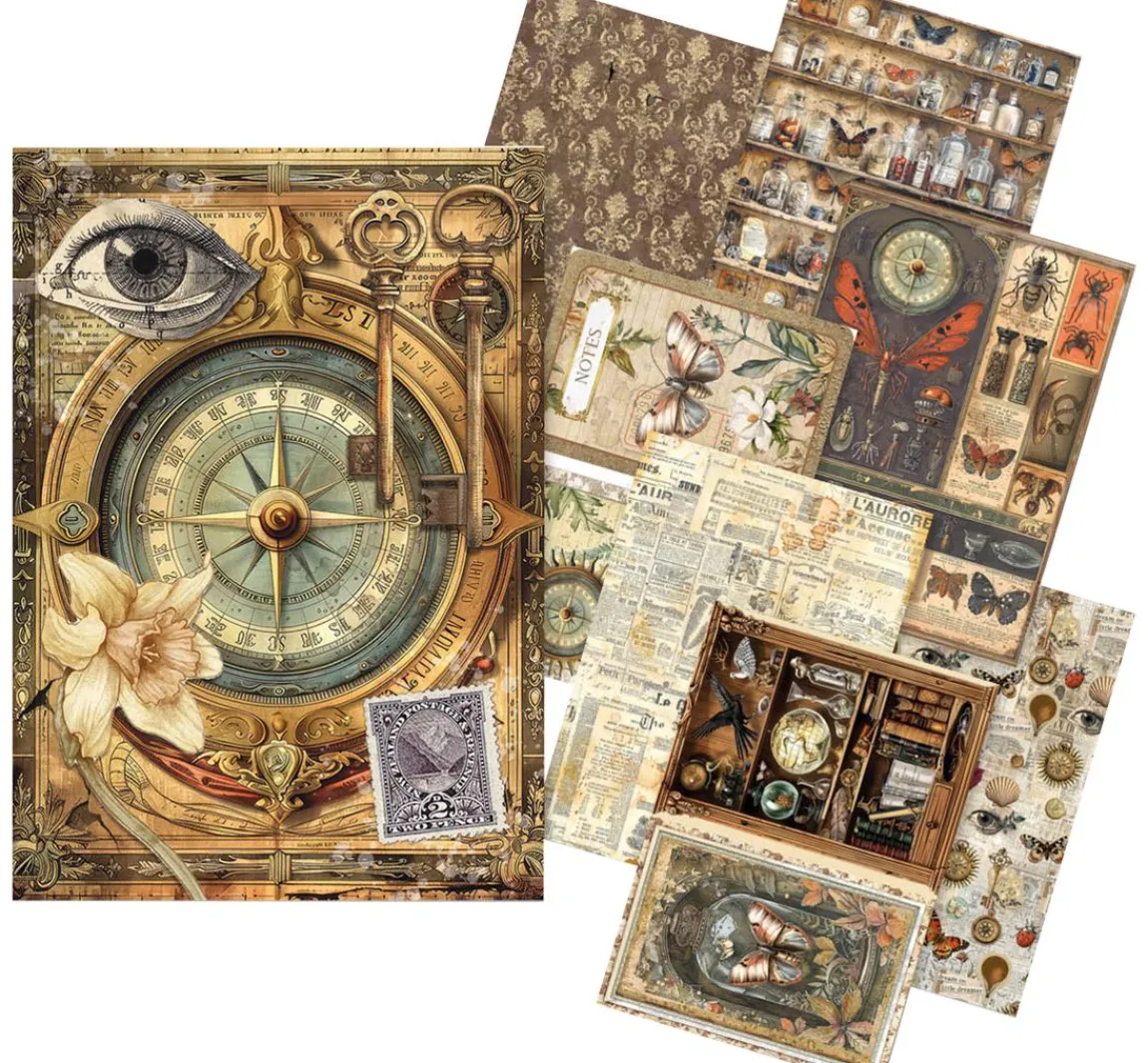 Outlet Ciao Bella Motiv-Strohseiden Sortiment "Cabinet of Curiosities", 8er-Set
