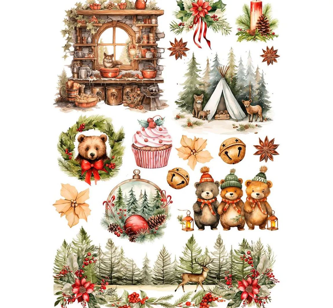 Clearance Ciao Bella Motiv-Strohseiden Sortiment "Cosy Christmas", 8er-Set