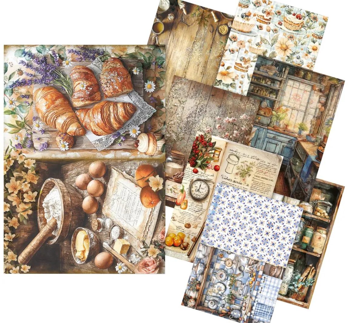 Hot Ciao Bella Motiv-Strohseiden Sortiment "Cookbook", 8er-Set