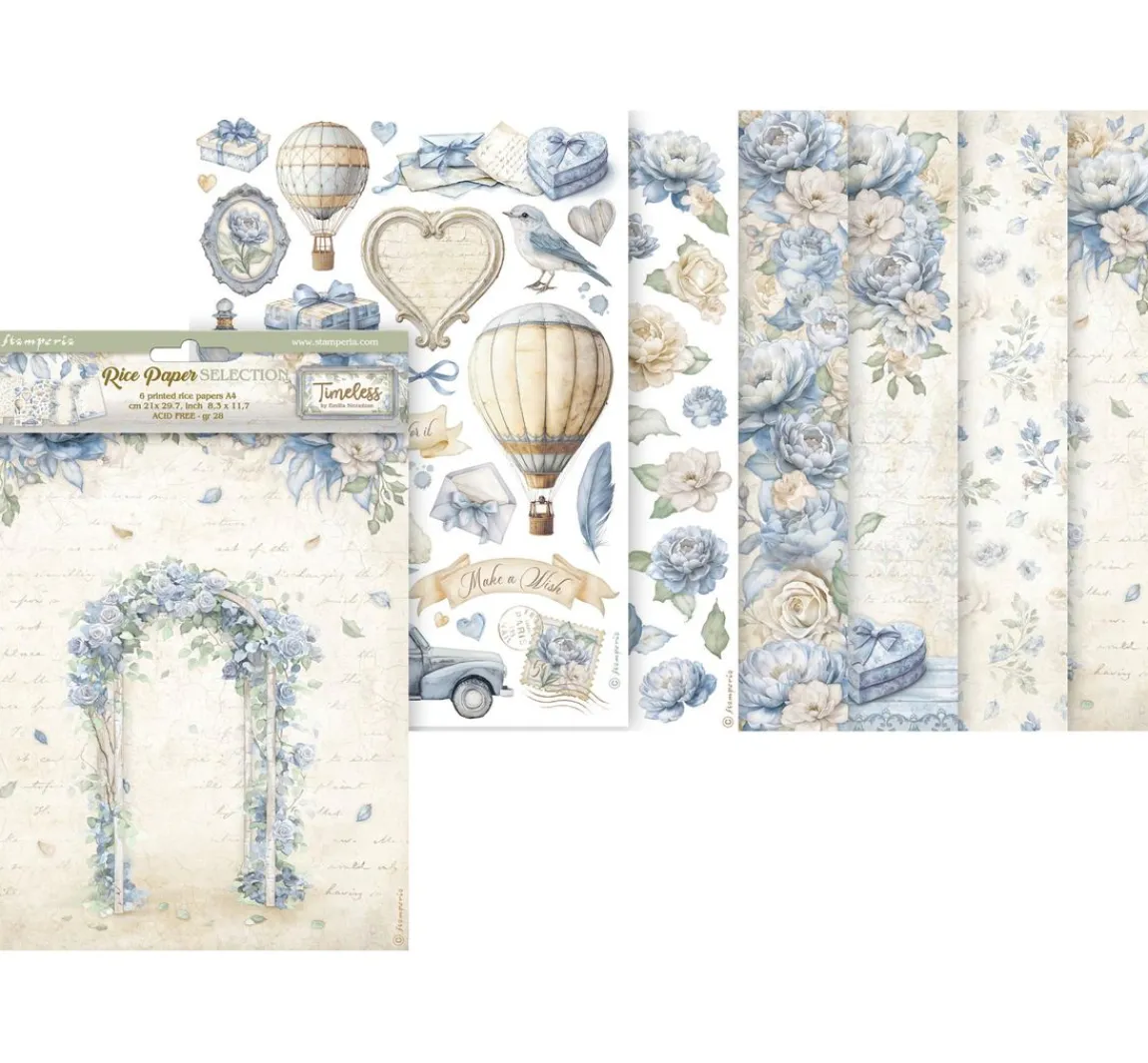 Sale Stamperia Motiv-Strohseiden Sortiment "Timeless", 6er-Set