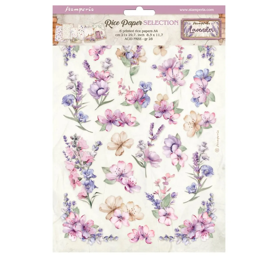 Online Stamperia Motiv-Strohseiden Sortiment "Lavender"