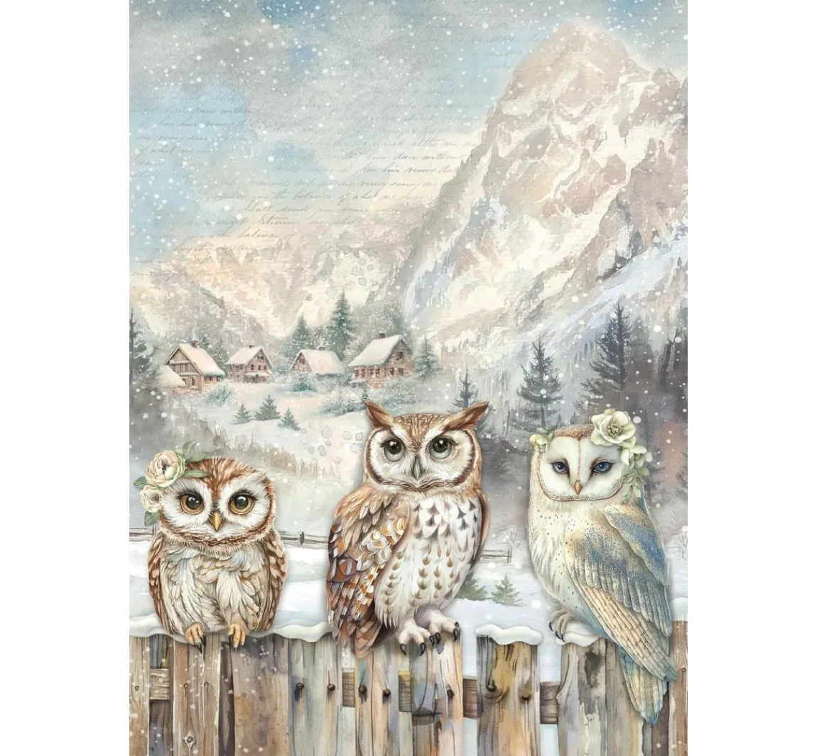 Discount Stamperia Motiv-Strohseiden Sortiment "The Owl's House"