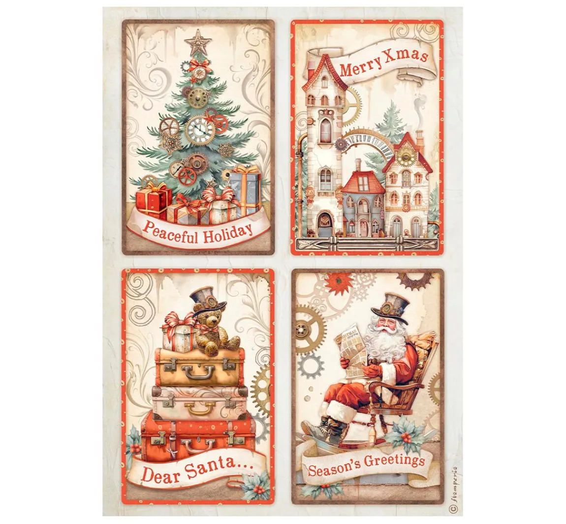 New Stamperia Motiv-Strohseiden Sortiment "Gear up for Christmas"