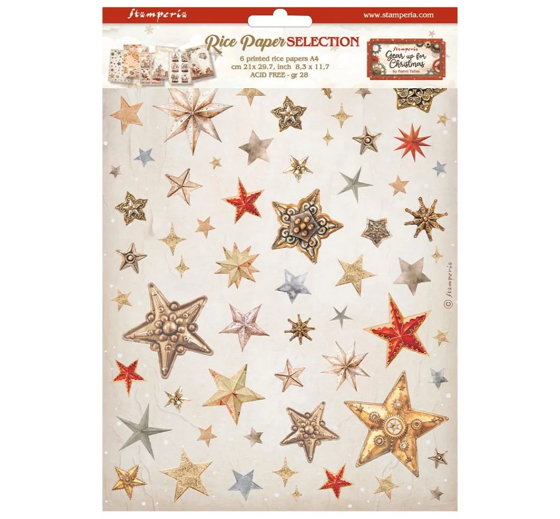 New Stamperia Motiv-Strohseiden Sortiment "Gear up for Christmas"