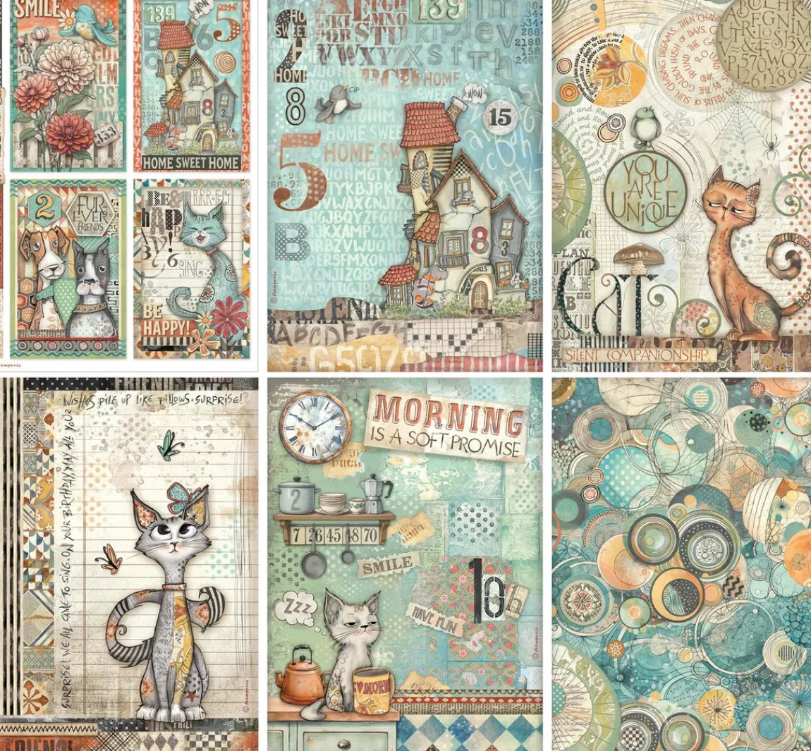 Discount Stamperia Motiv-Strohseiden Sortiment "Furry Friends"