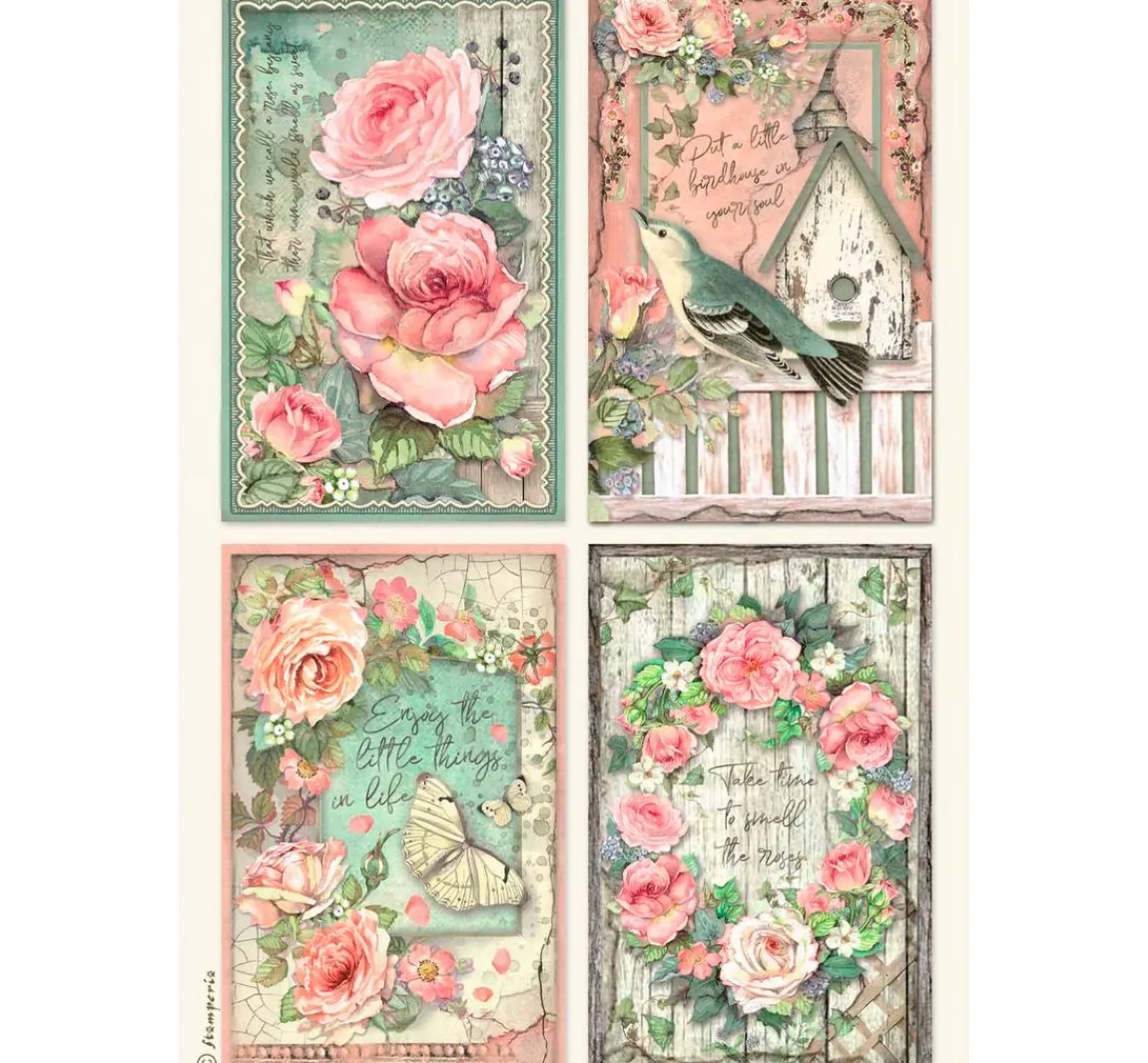 Online Stamperia Motiv-Strohseiden Sortiment "House of Roses", 6er-Set