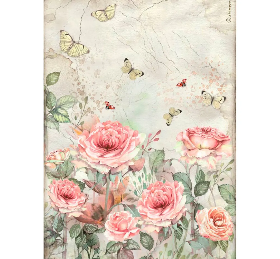 Online Stamperia Motiv-Strohseiden Sortiment "House of Roses", 6er-Set