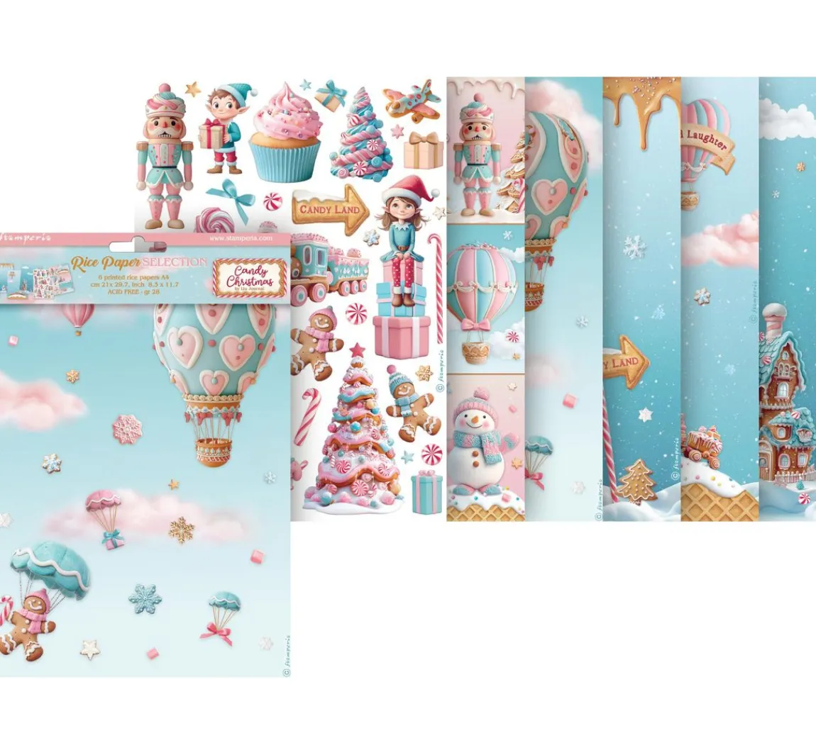 Online Stamperia Motiv-Strohseiden Sortiment "Candy Christmas", 6er-Set