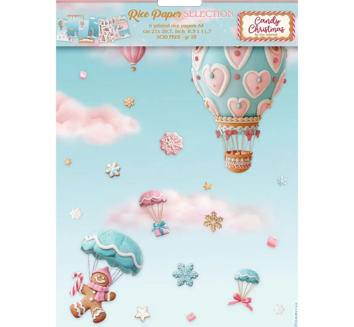 Online Stamperia Motiv-Strohseiden Sortiment "Candy Christmas", 6er-Set