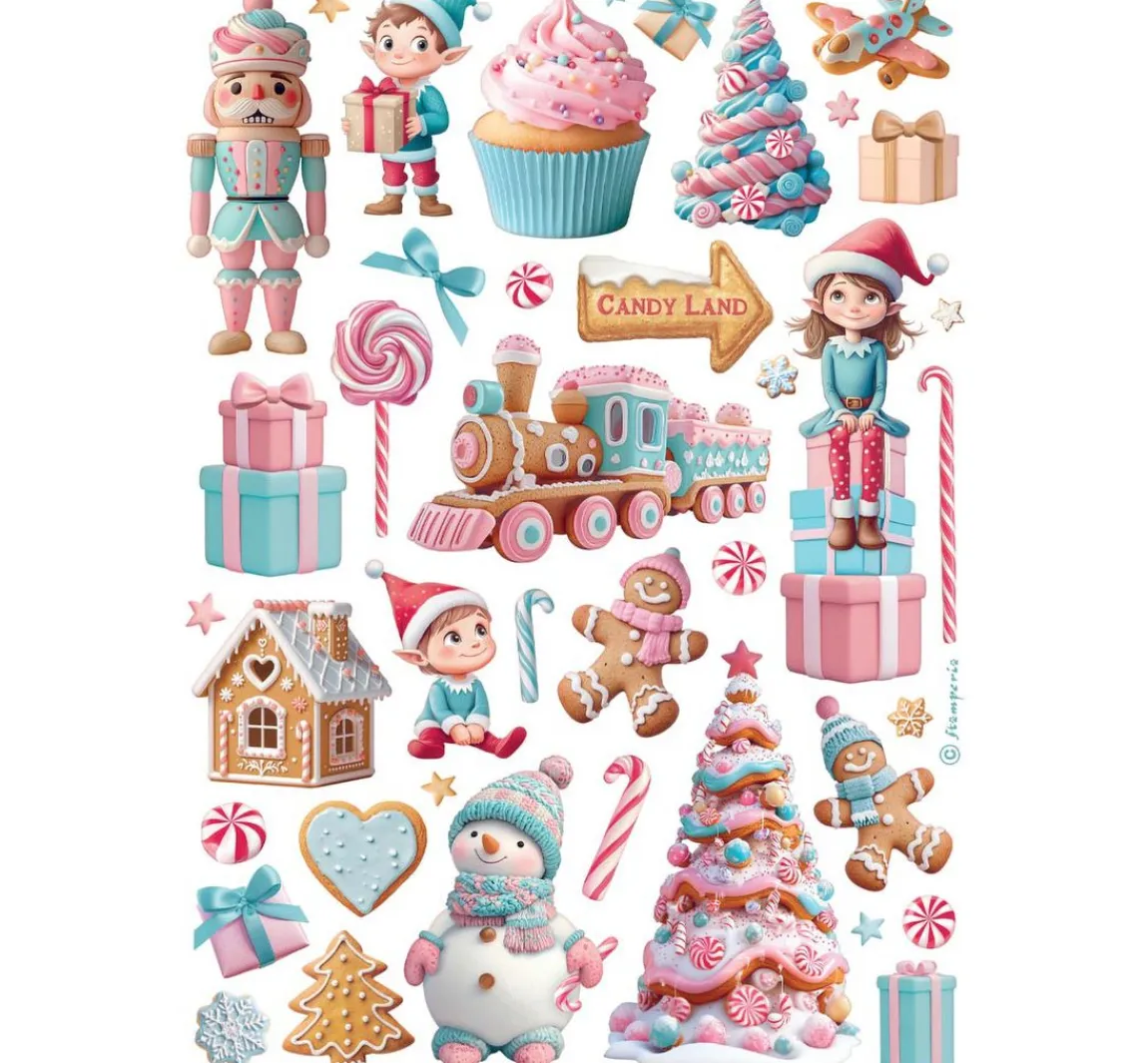 Online Stamperia Motiv-Strohseiden Sortiment "Candy Christmas", 6er-Set