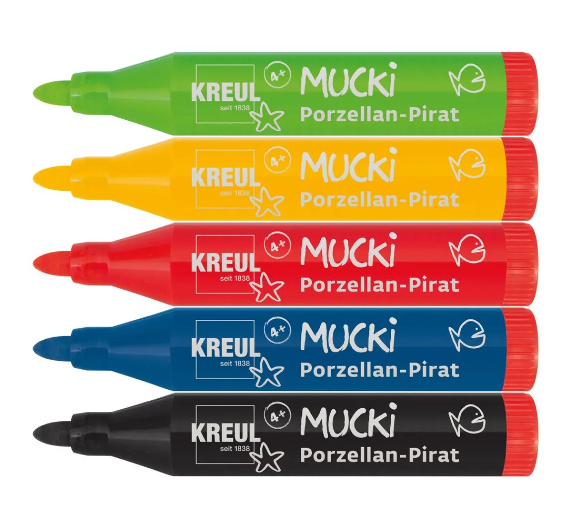 Hot Kreul Kinder Mucki Porzellan-Pirat, Porzellanmalstift, 5er-Set