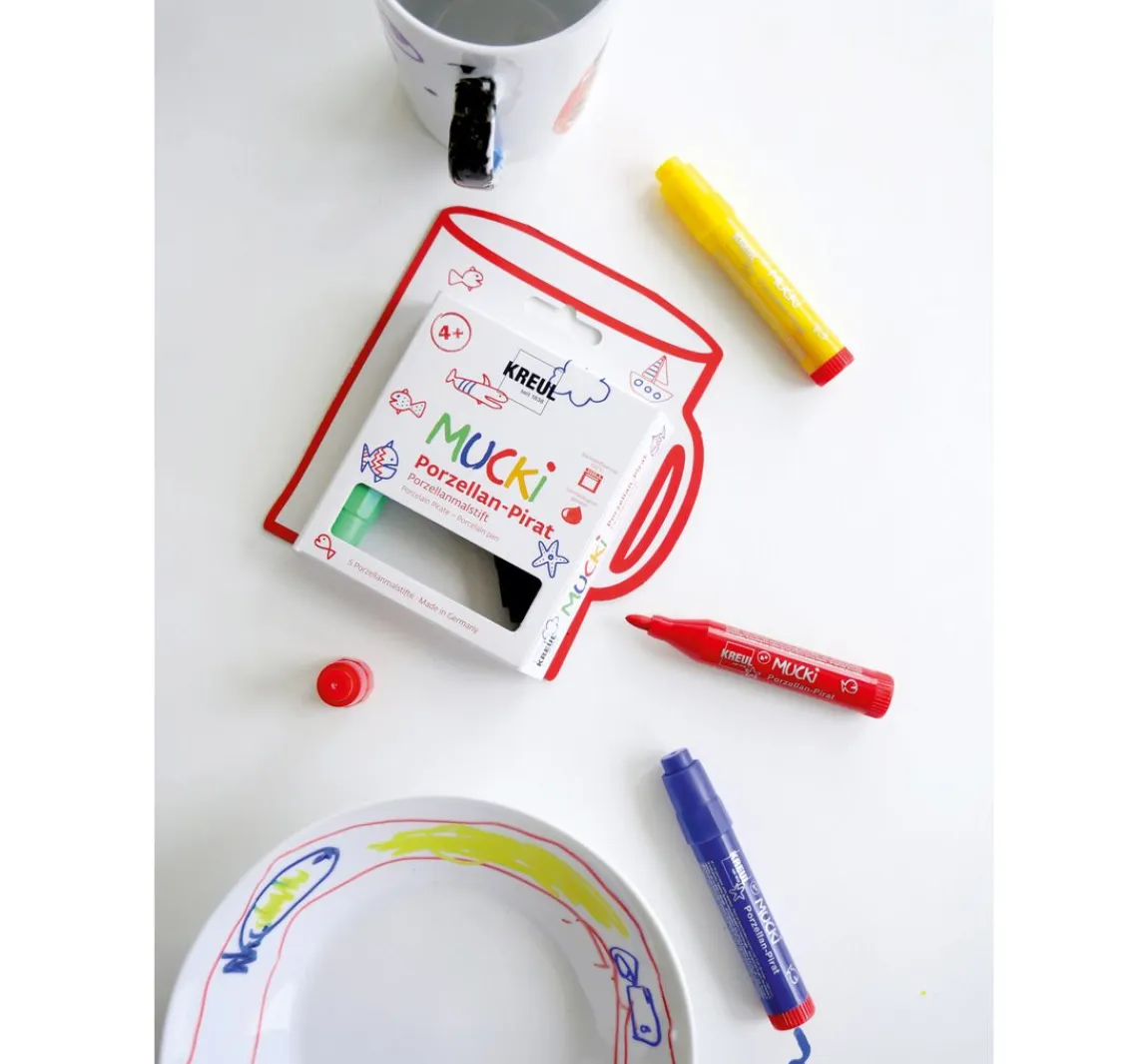 Hot Kreul Kinder Mucki Porzellan-Pirat, Porzellanmalstift, 5er-Set