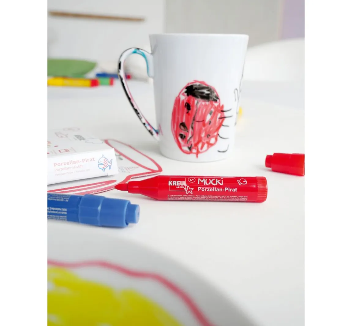 Hot Kreul Kinder Mucki Porzellan-Pirat, Porzellanmalstift, 5er-Set