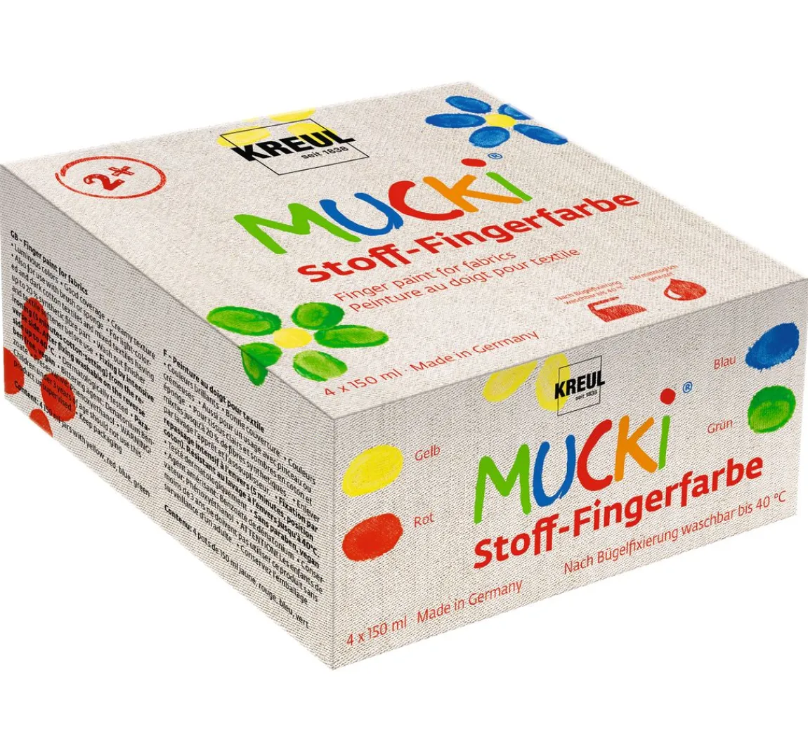 Discount Kreul Kinder MUCKI Stoff-Fingerfarbe, 4er-Set