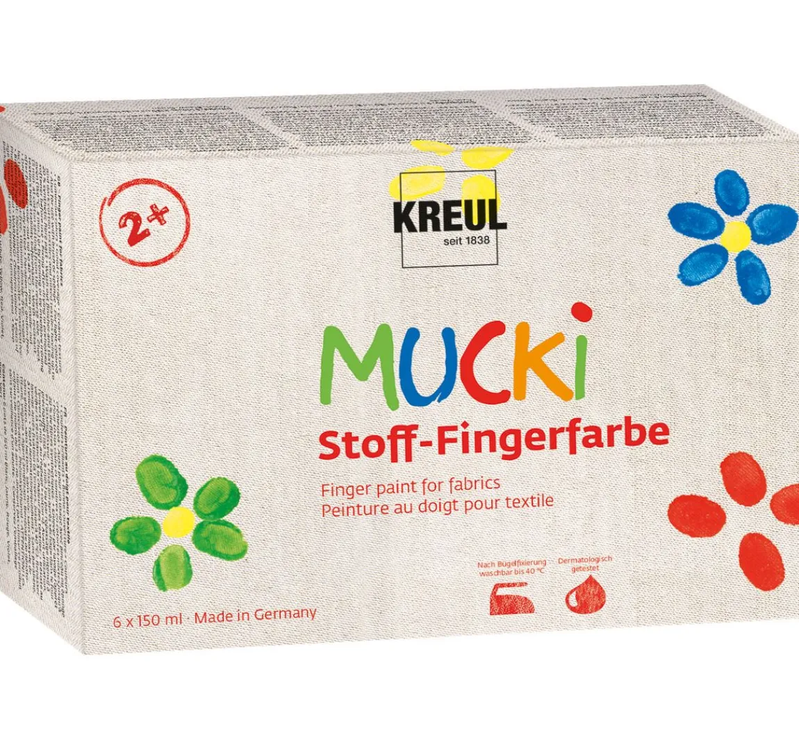 Kreul Kinder MUCKI Stoff-Fingerfarbe, 6er-Set