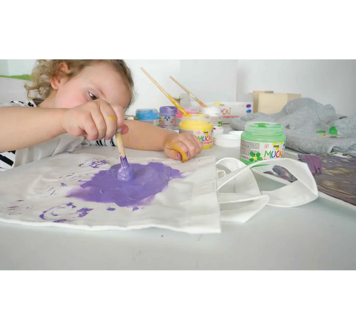 Kreul Kinder MUCKI Stoff-Fingerfarbe, 6er-Set