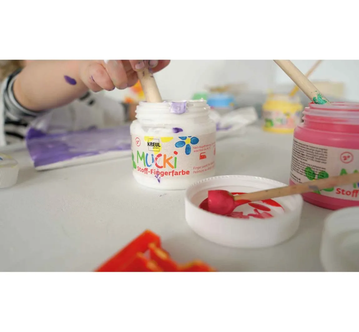 Kreul Kinder MUCKI Stoff-Fingerfarbe, 6er-Set