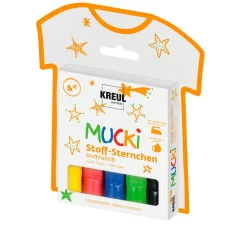Discount Kreul Kinder Mucki Stoff-Sternchen Stoffmalstift, 5er-Set