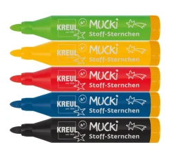 Discount Kreul Kinder Mucki Stoff-Sternchen Stoffmalstift, 5er-Set
