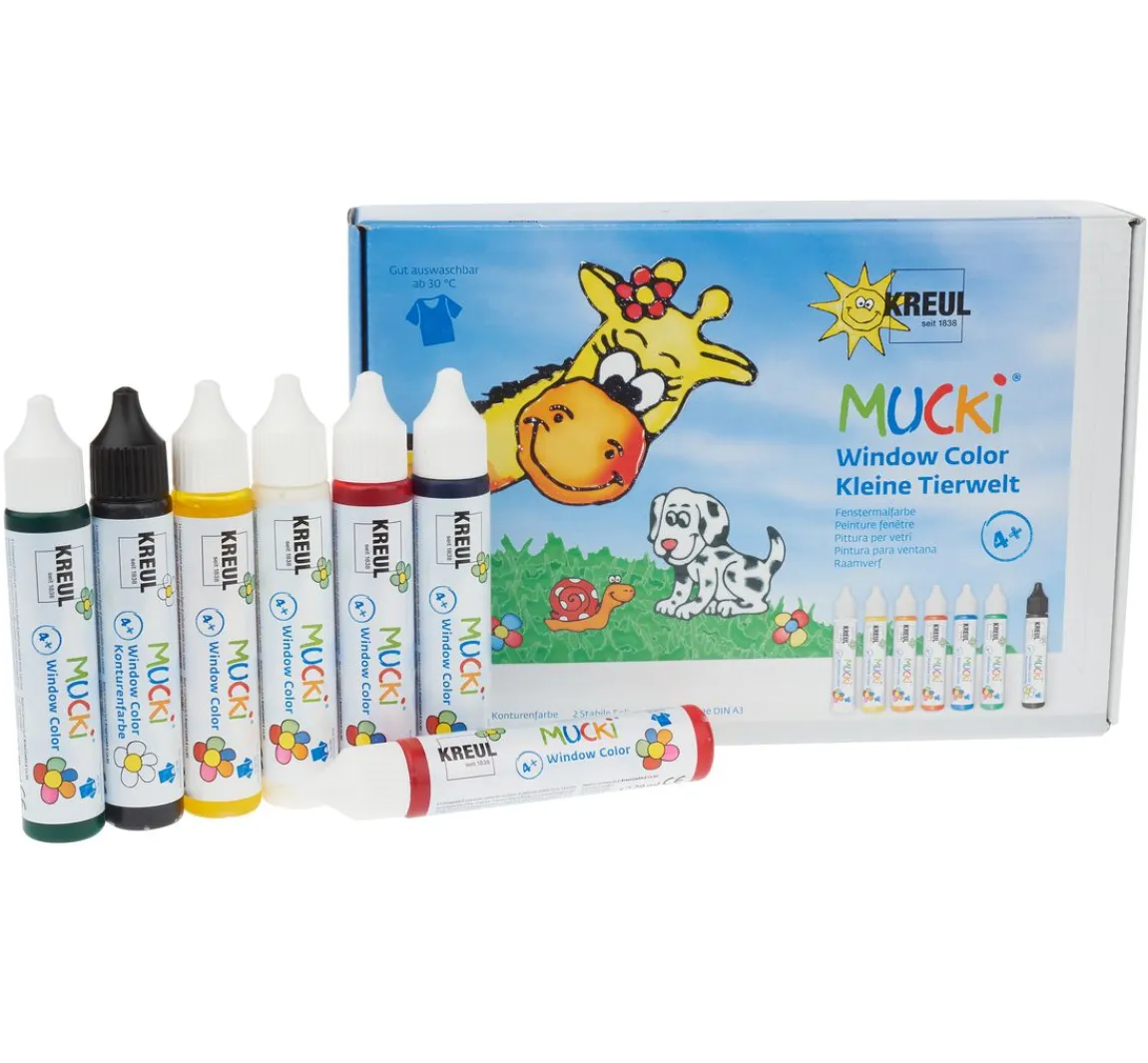 Discount Kreul Kinder MUCKI Window Color Set Kleine Tierwelt, 7er Set