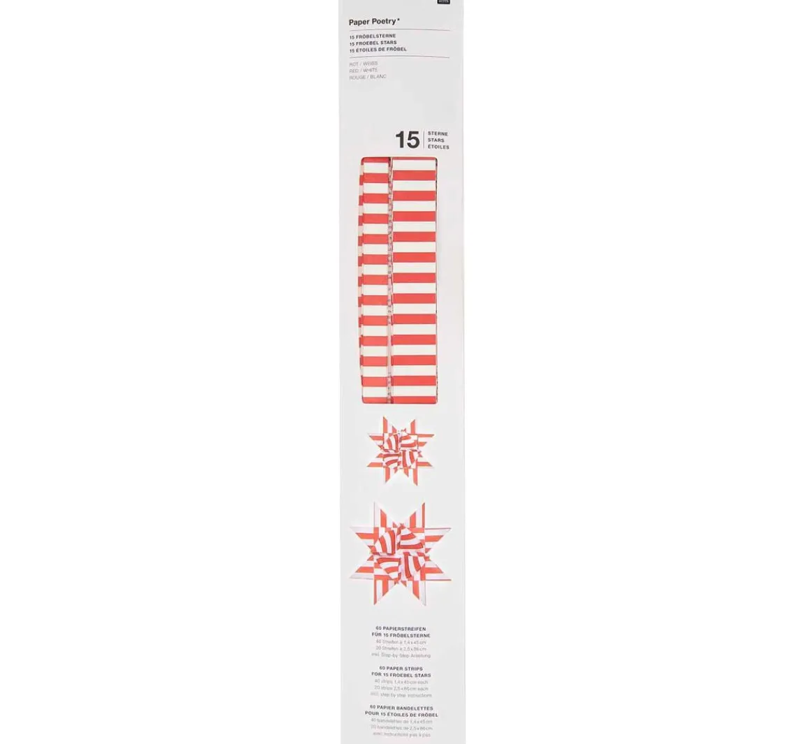 Online Rico Design Papierstreifen "Stripes", Rot/Weiß