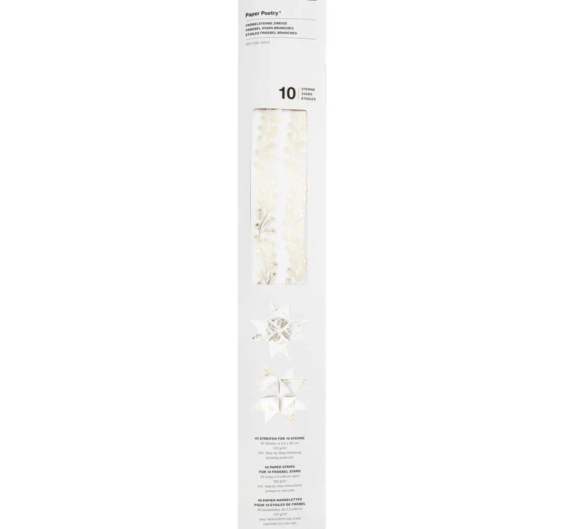 Discount Rico Design Papierstreifen "Zweige", Weiß-Gold