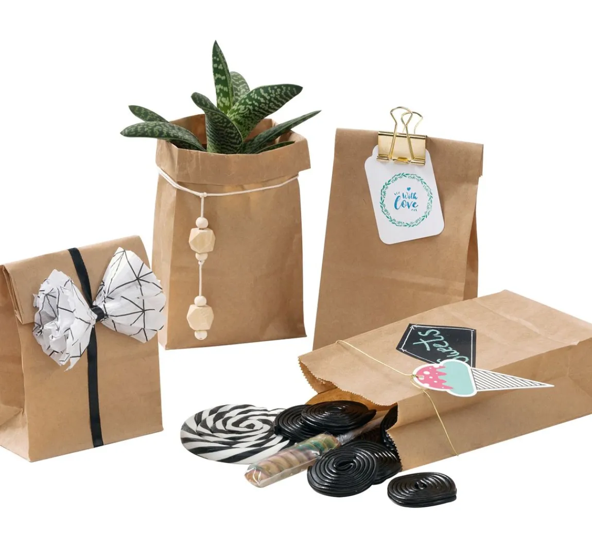 Discount folia Papiertüten mit Blockboden aus Kraftpapier, 15 Stück
