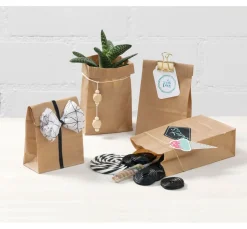 Discount folia Papiertüten mit Blockboden aus Kraftpapier, 15 Stück