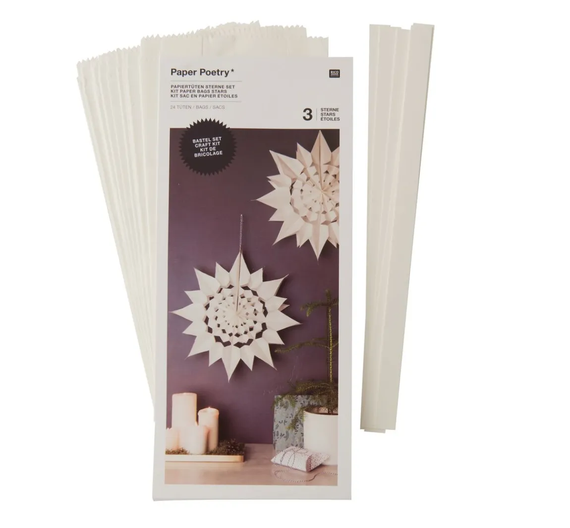 Sale Rico Design Papiertüten Sterne-Set, groß, Weiß