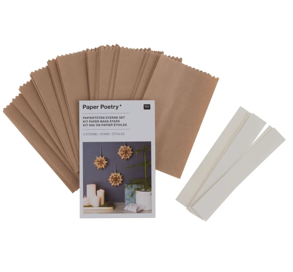 Best Rico Design Papiertüten Sterne-Set, klein, Braun