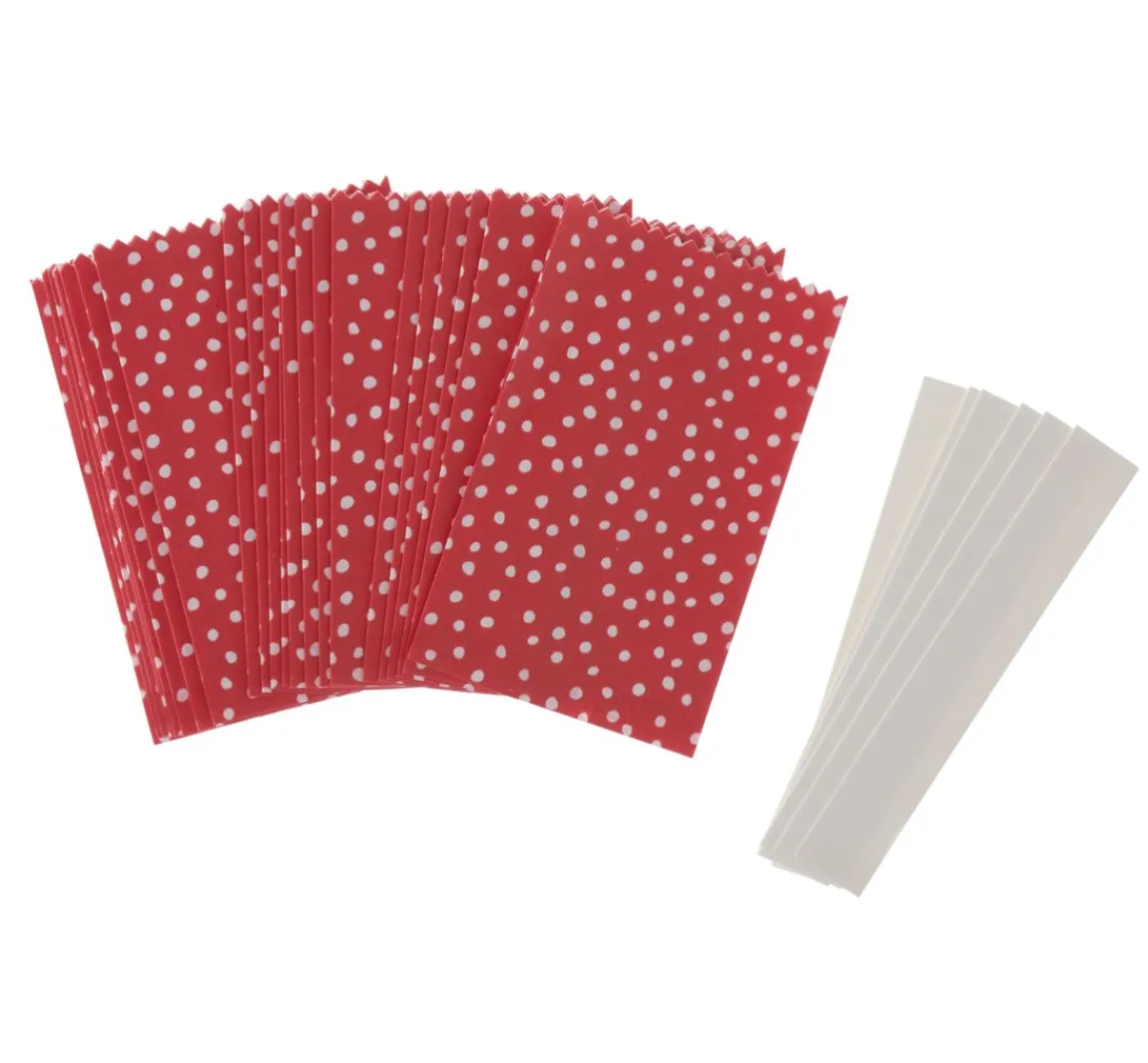 Outlet Rico Design Papiertüten Sterne-Set, klein, Punkte Rot