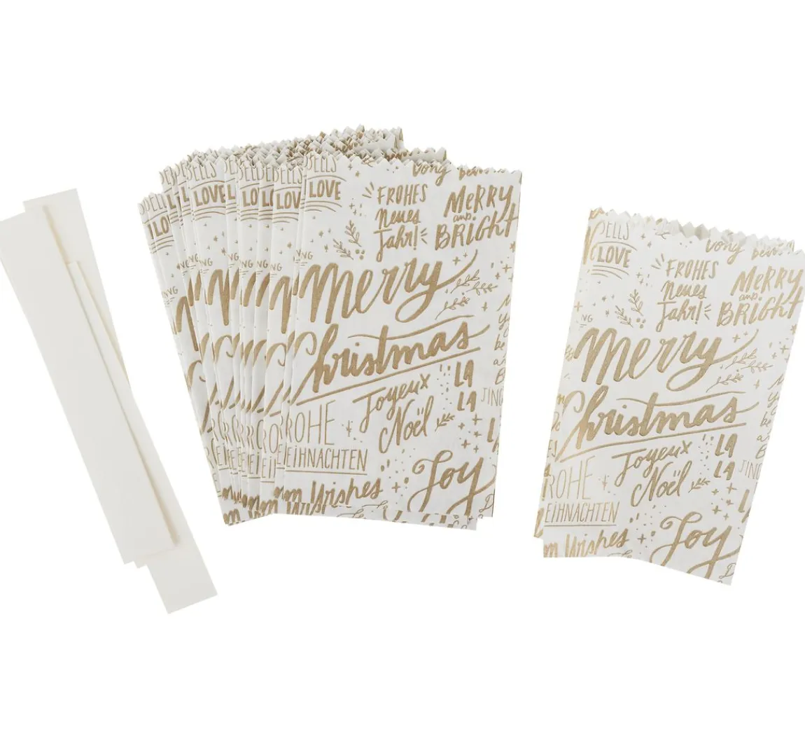 Best Rico Design Papiertüten Sterne-Set "Merry Christmas", klein, Weiß