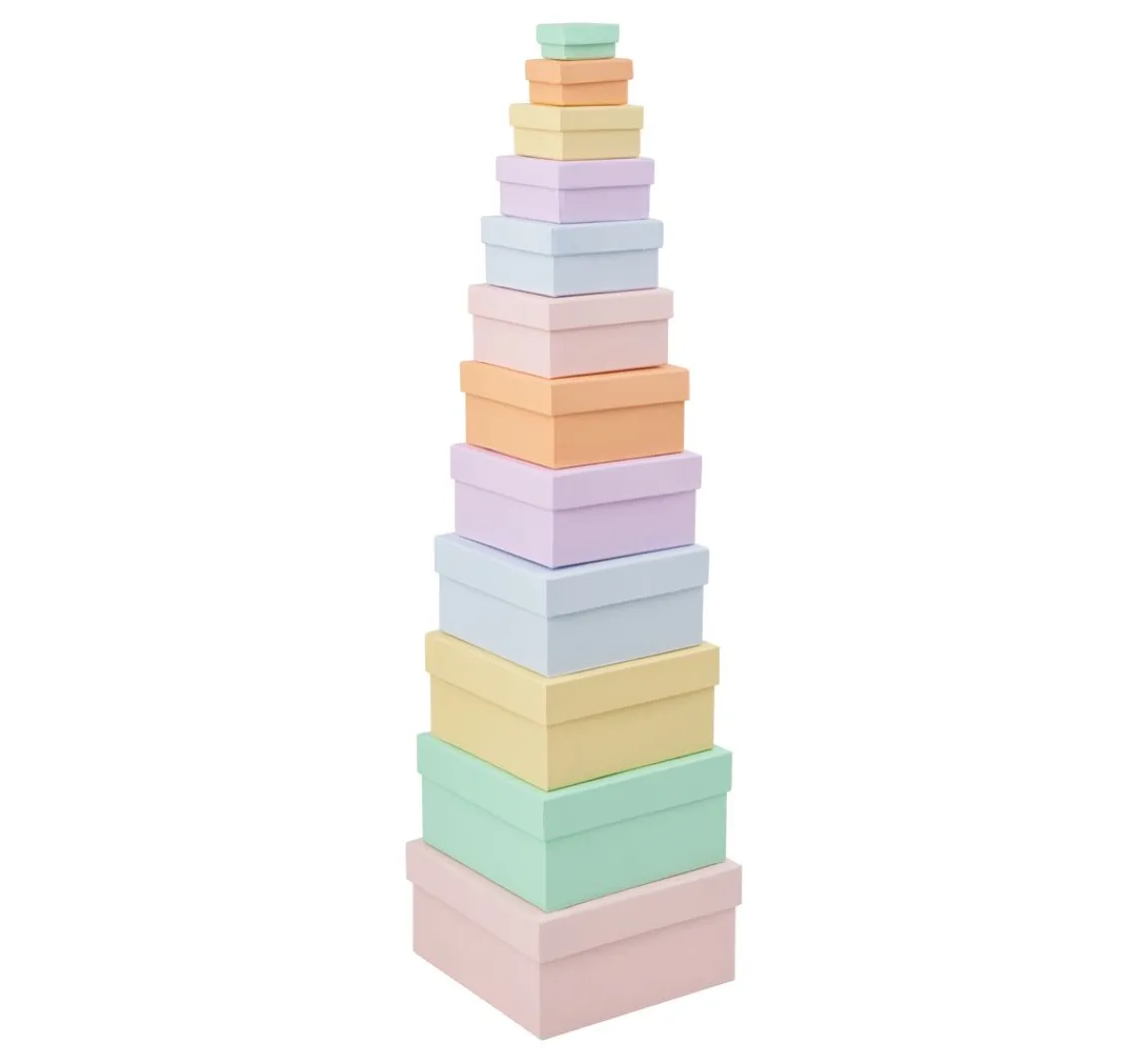 Discount folia Pappschachteln "Quadrat", Pastellfarben, 12er-Set