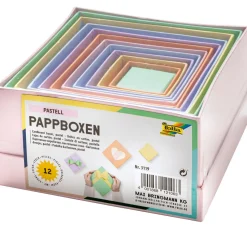 Discount folia Pappschachteln "Quadrat", Pastellfarben, 12er-Set