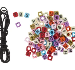 Clearance folia Perlen-Buchstaben Set, Eckig, inkl. Gummiband