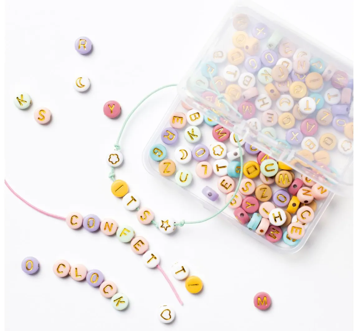 Discount folia Perlenmix "Buchstaben Pastell"