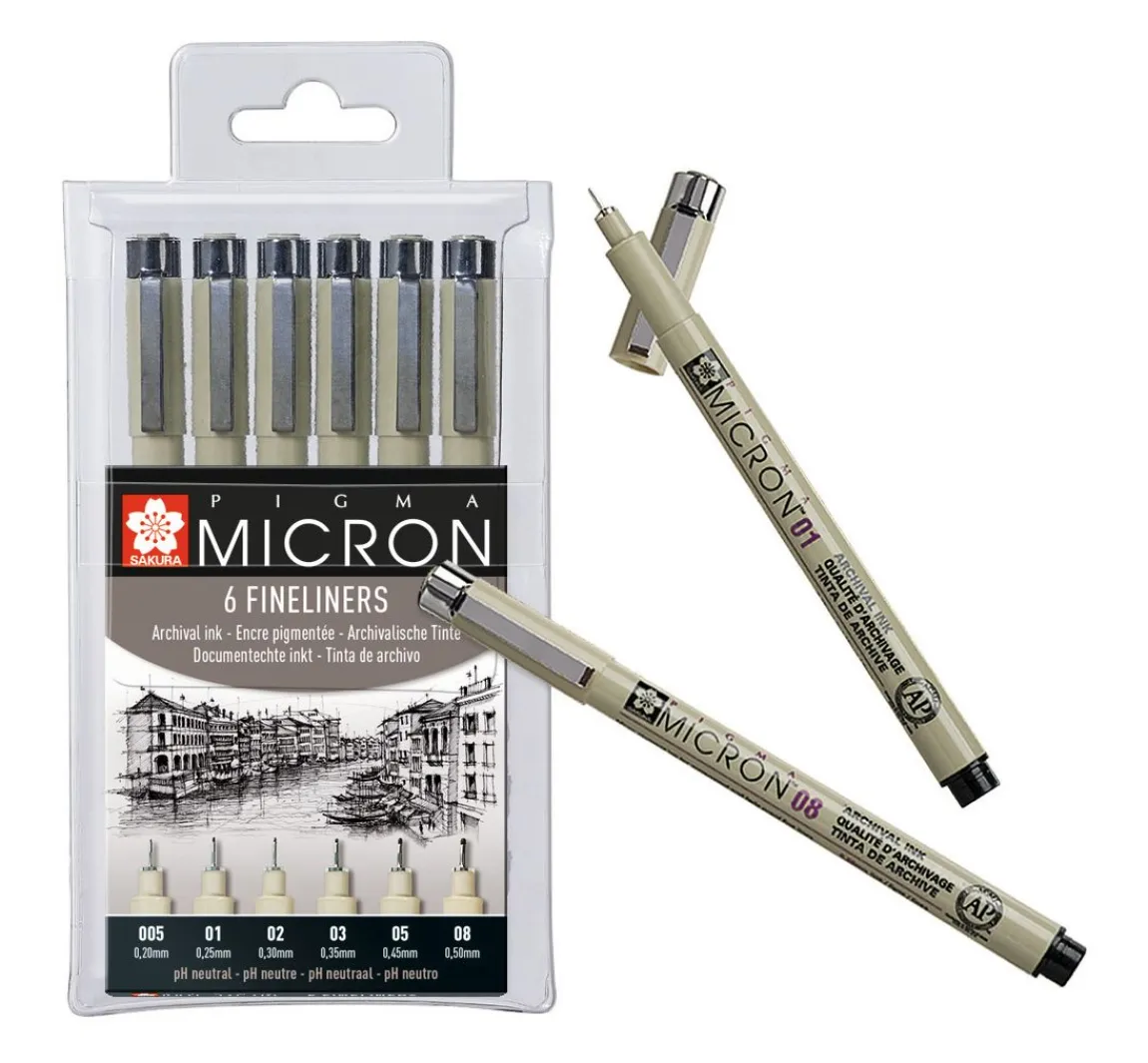 Discount Sakura Pigma Micron Etui, 6er-Set