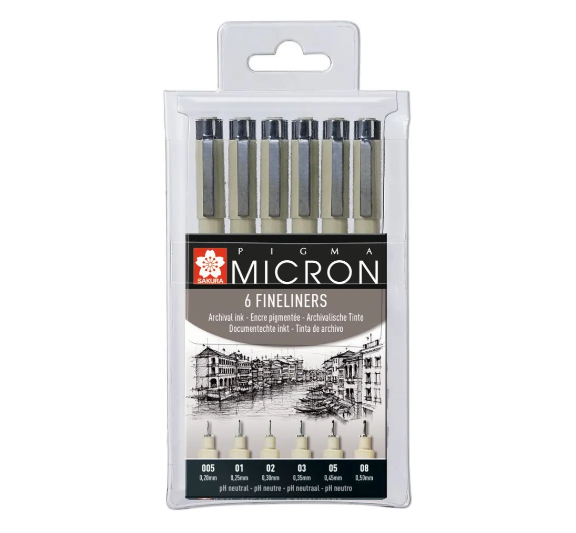 Discount Sakura Pigma Micron Etui, 6er-Set